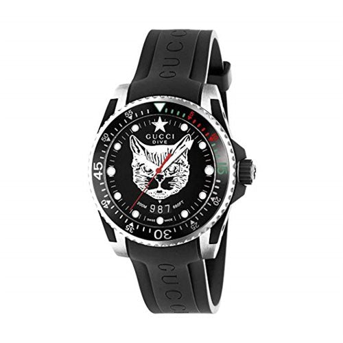 Gucci Uhr Dive 40 mm Gehäuse Stahl Armband Kautschuk, Schließe Metall YA136320