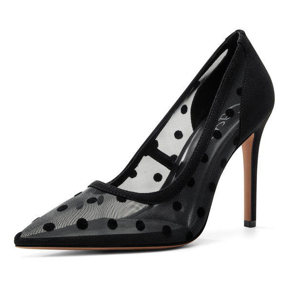Aachcol Damen Mesh Polka Dot High Heel Stilettos | Elegante hochhackige Schuhe