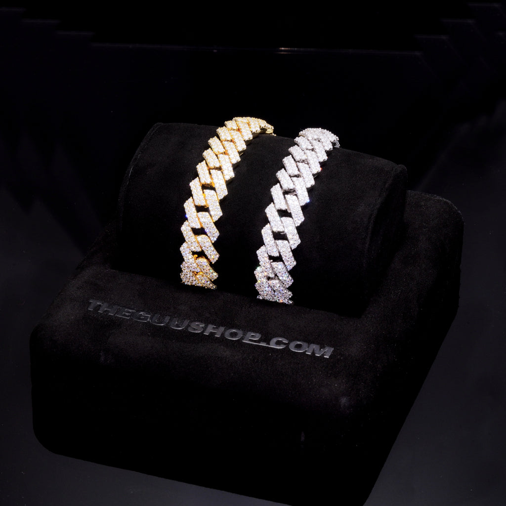 925S & VVS Moissanite 12MM Prong Cuban Armband