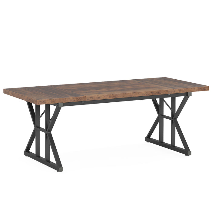 70.8" Landhaus-Esszimmer-Tisch für 6, rechteckiger Küchentisch aus Holz mit Metallbeinen