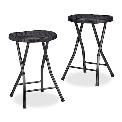 relaxdays Folding Stool BASTIAN Black, H: 45.0 cm