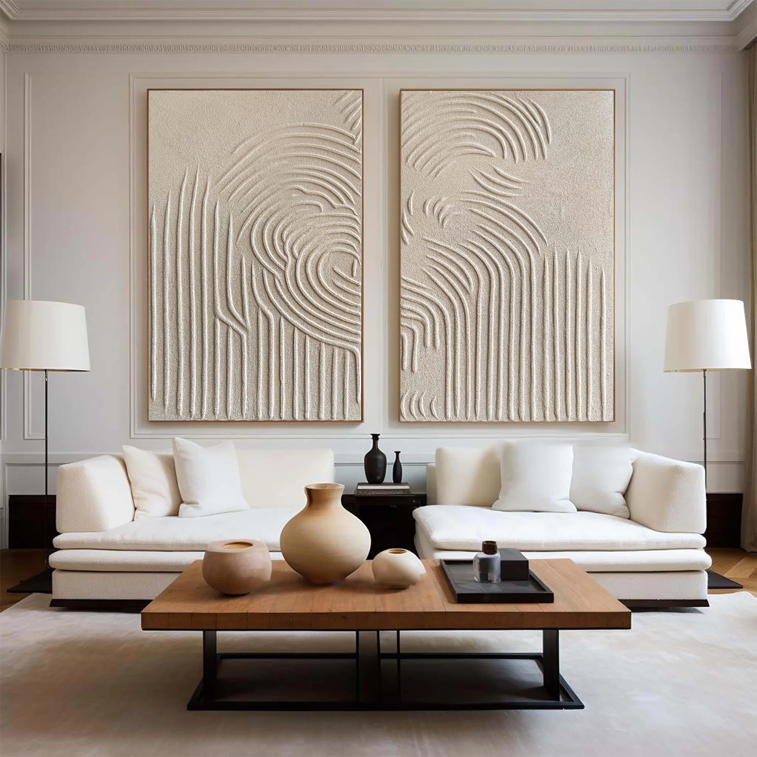 Beige & Braunes Abstract Set von 2