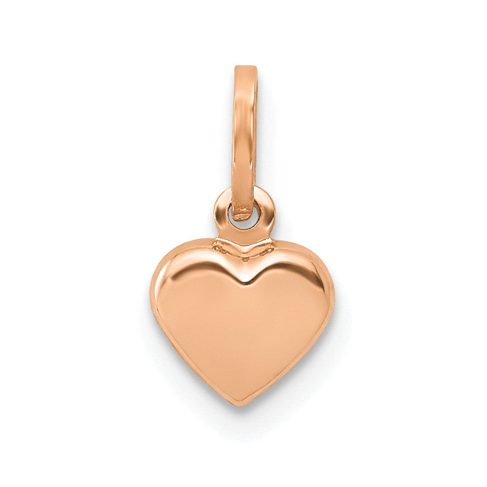 14 Karat Rosegold Polierter 3D Herzanhänger
