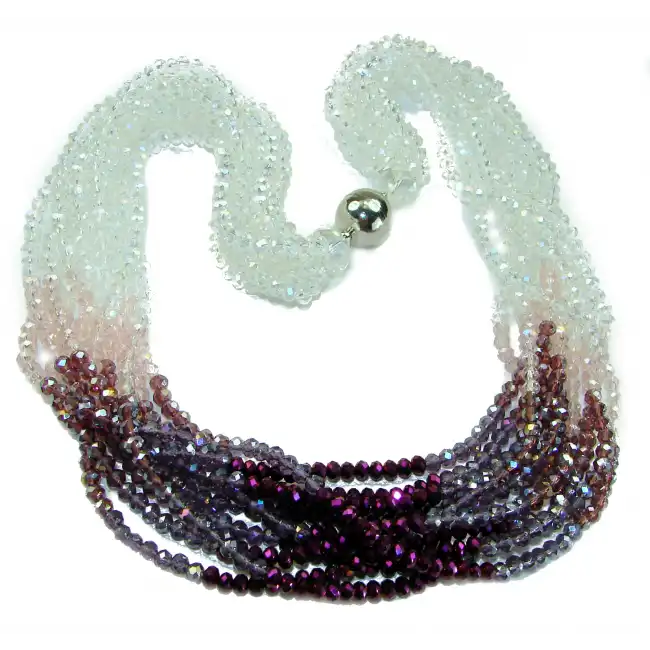 PiNK CASCADE Authentischer Bergkristall .925 Sterling Silber handgefertigte Halskette