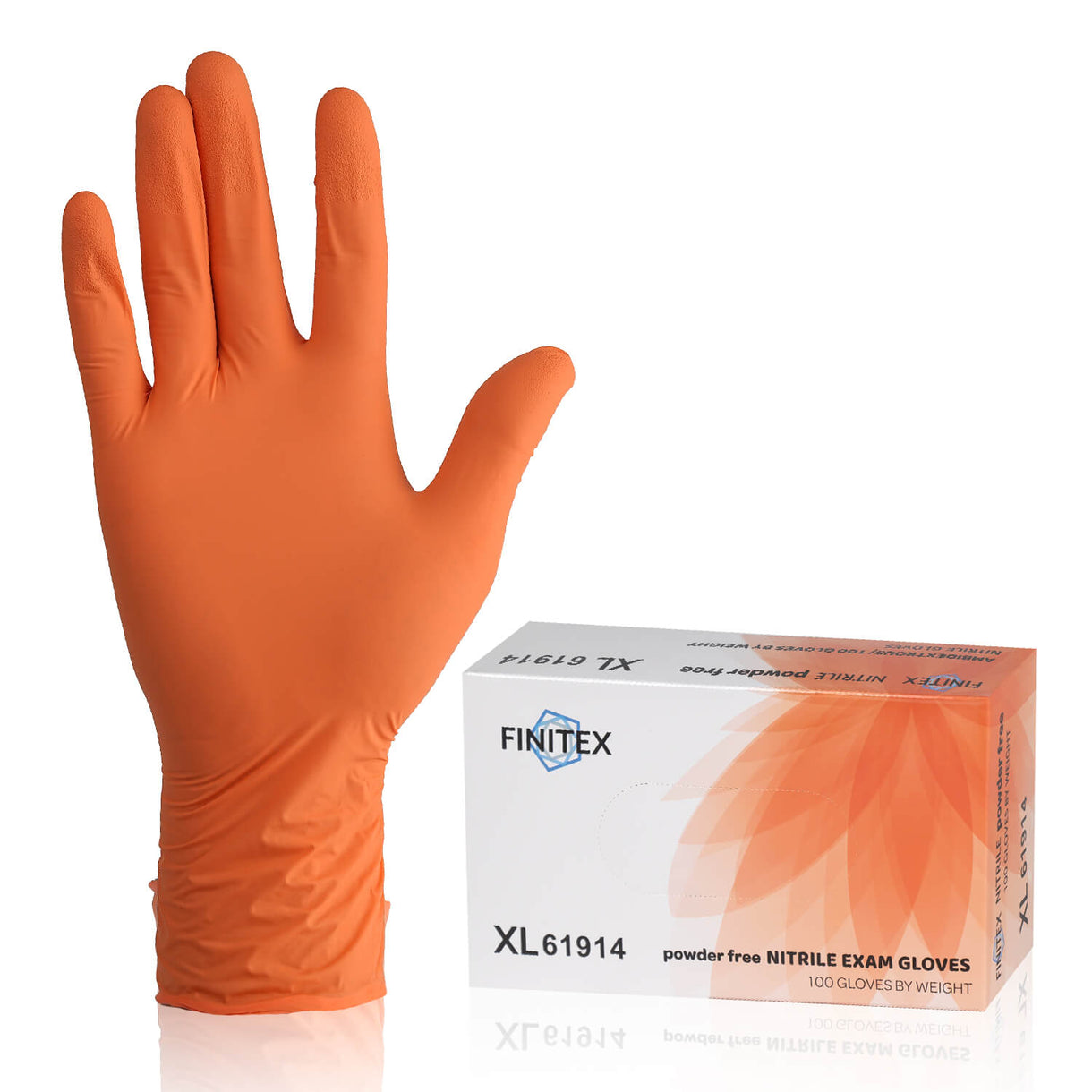 FINITEX 3.2 Mil Orange Nitrile Gloves Exam Grade - 100, 300 & 1000pcs