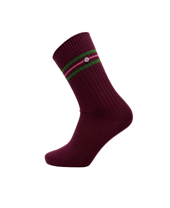 Unisex Ribbed Socks with Stripes Bordeaux