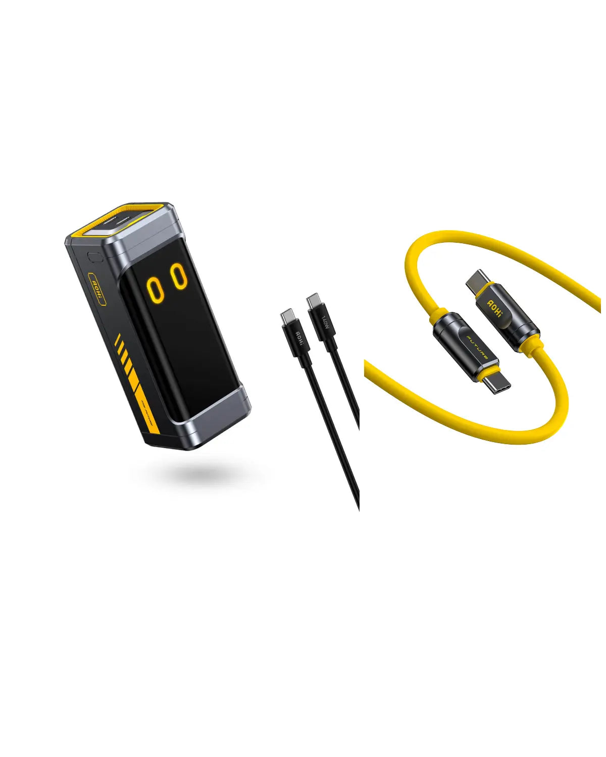Die ZUKUNFT STARSHIP PRO PD 3.1 210W 10000mAh Powerbank mit dem ZUKUNFT Adonis USB4 2.0 240W USB-C auf USB-C Kabel