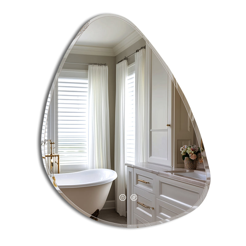 USHOWER Klara Serie – Irregulär geformter LED Badezimmerspiegel 26'' x 32''