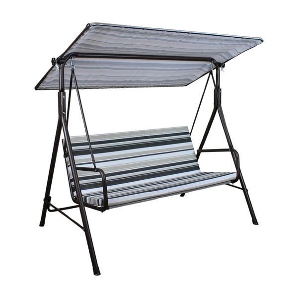 SUNJOY 2-Seat Italian-Made Patio Swing Chair with Adjustable Canopy and Cushions – Stripe