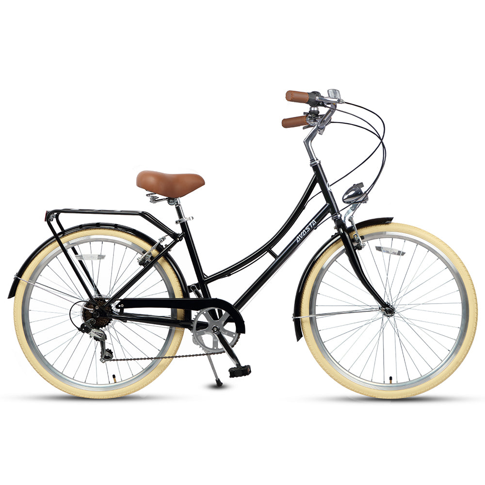 AVASTA 26" 6-Gang Hybrid Cruiser Fahrrad mit beigen Reifen - Astrid