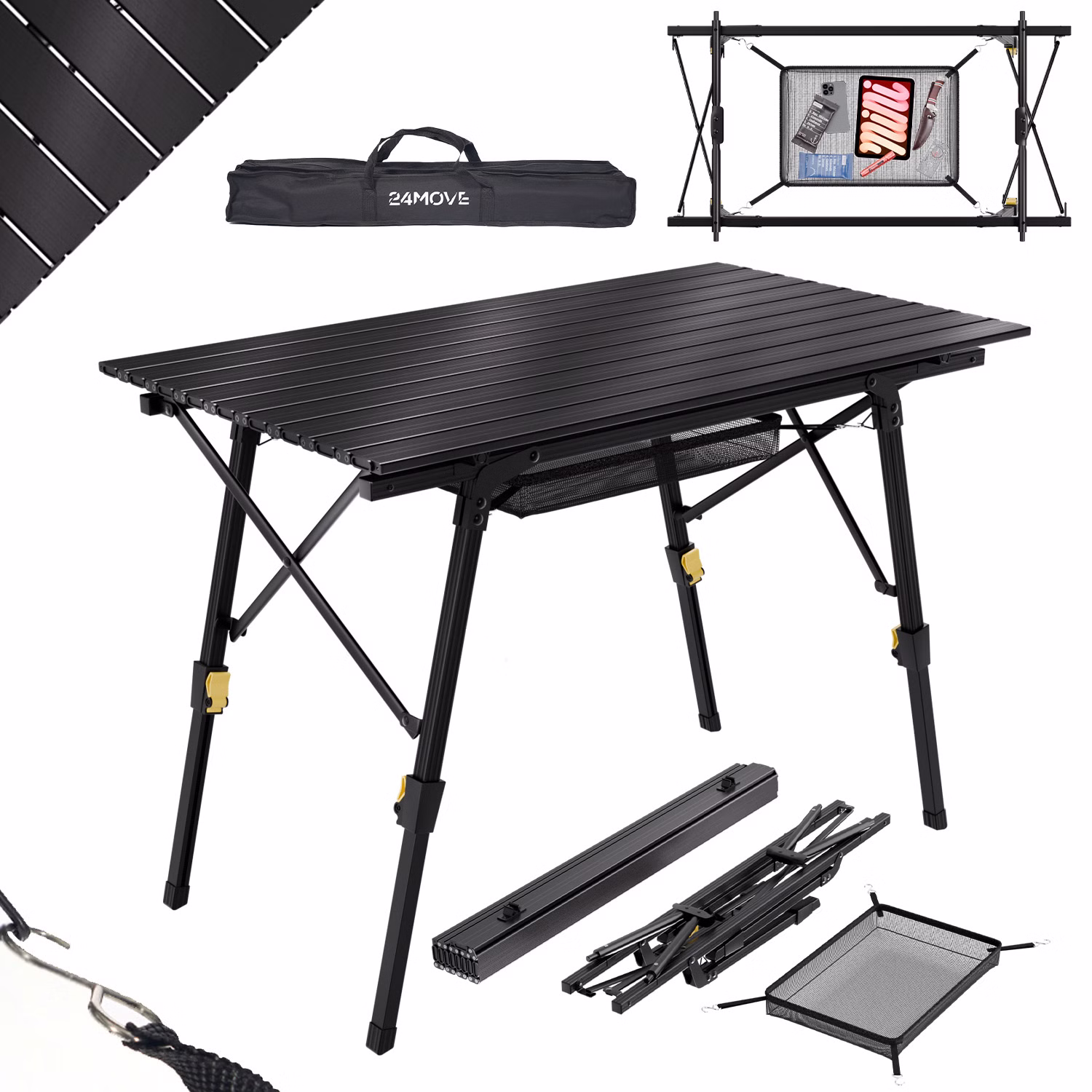 24MOVE® Campingtisch BELO Klapptisch, schwarz
