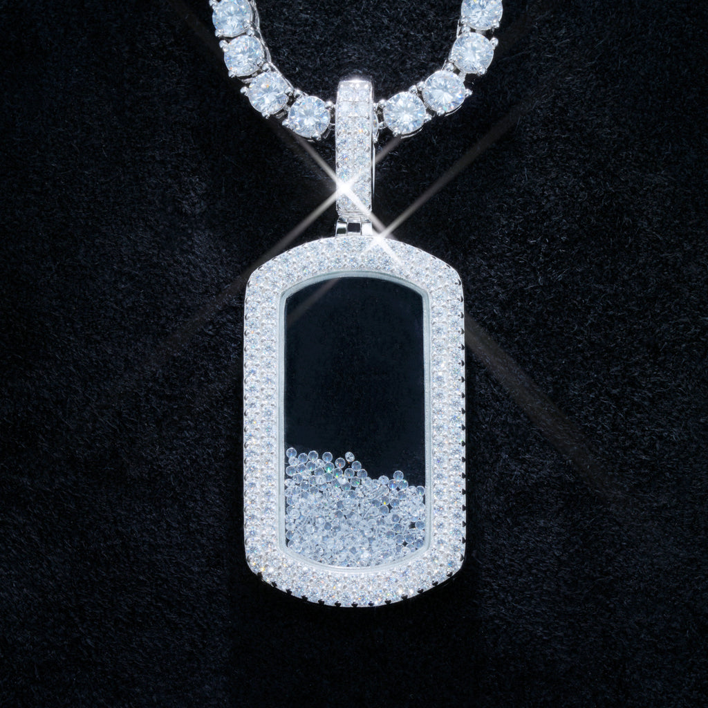 925S & VVS Moissanite Dog Tag Necklace