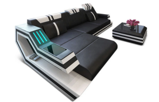 Designersofa Leder Ravenna L-Form mit LED