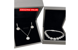 Diamond Necklace Bracelet Earrings Bundle Set - MASON TENNIS™ Perfect Round Chance to Charm