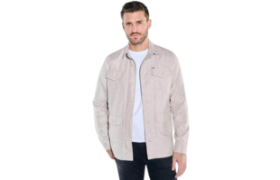 emilio adani Men's Overshirt with Linen Blend Beige