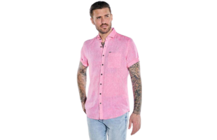 Emilio Adani Short-Sleeve Linen Shirt in Violet