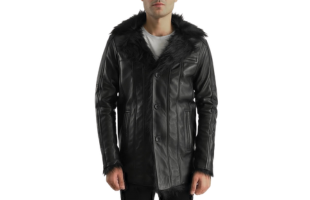 Furcliff Black Leather Coat