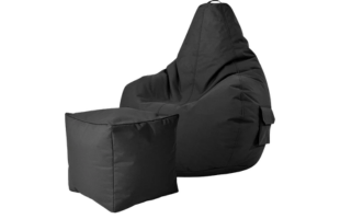 Gaming bean bag with backrest, side pocket & cube stool
