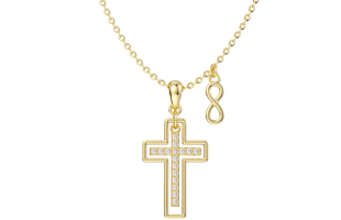 Gold Cutout Double Cross Necklace