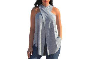 Grey Cross Halter Sleeveless Tank Top