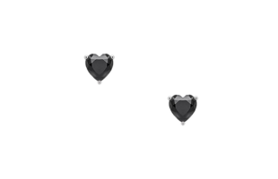 Heart Earrings Lola, 925 Sterling Silver, Black