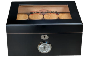 Humboldt Humidors Black Humidor With Glass Top