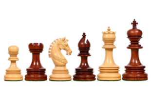 Indian Chetak II Triple Weighted Chess Pieces Bud Rosewood 4.3" King