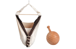 Kangoo baby hanging chair in a set with a sustainable solid wood rattle made of solid cherry wood natural and free of harmful substances | Made in Germany