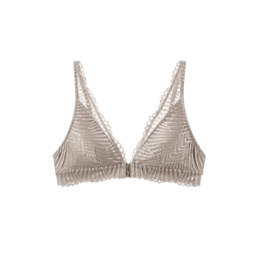 MANDY Back-Closure Brown Lace Triangle Bralette
