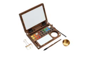 MEEDEN Premium Künstler-Note Aquarellset - Luxuriöse 27 Farben Sammlung mit schwarzem Walnussgehäuse