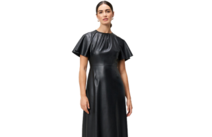 Midikleid in Lederoptik