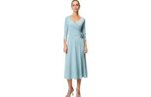 Midi dress with fabric flower