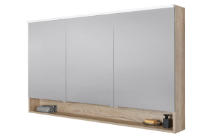 Spiegelschrank 150 cm mit offenem Fach MULTI Light LED Beleuchtung Doppelspiegeltüren