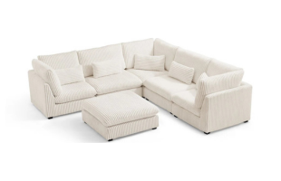 MONARCA Flauschiger Corduroy 6 Plätze V-Form Modular Couch