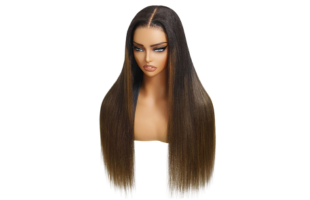 Nadula 7x5 Chestnut Brown Ombre Yaki Straight Put On and Go Wig Bye Bye Knots Glueless Human Hair Wigs with Invisi Drawstring