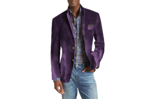 Okaywear Notch Lapel Two Button Pockets Velvet Blazer