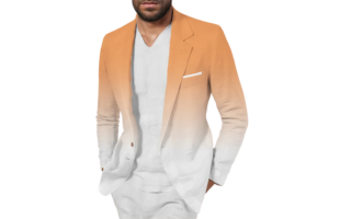 Okaywear Single Breasted Linen Gradient Notch Lapel Blazer