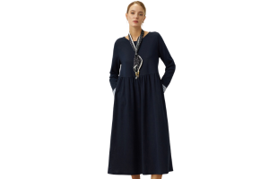 Organic Cotton Patchwork Cuff Crew Neck Casual Maxi Dress SCARLETT