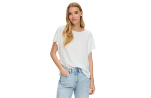 Oversized Viskose-Bluse mit verlängertem Rückenteil