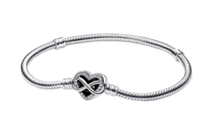 Pandora Moments Funkelndes Unendlichkeits-Herzverschluss Schlangenkette Armband 17 cm