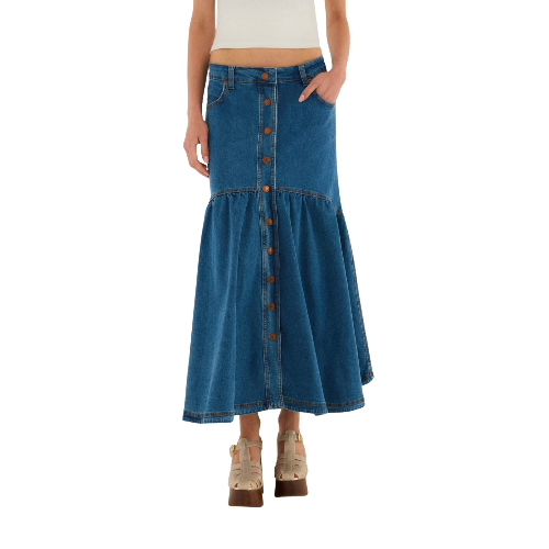 Panelle Denim Lange Rock