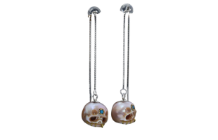 Pearl Carved Śmaśana Threader Earrings