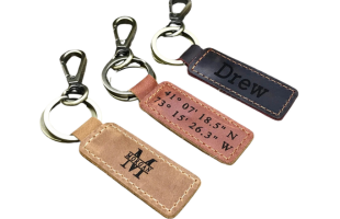 Personalized Leather Keychain - Custom Keychains - Laser Engraved Keychain