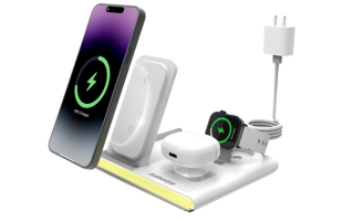 PowerGlow - Jabees PowerGlow 4-In-1 Foldable Wireless Charging Station with LED Night Light