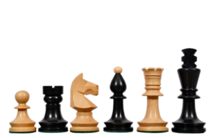 Reproduzierte Rumänisch-Ungarische Nationalturnier-Schachfiguren aus Ebonisiertem & Natur-Boxwood - 3.8" König