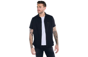 Short-Sleeve Striped Shirt in Black