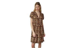 Short Viscose Dress with All-over Print