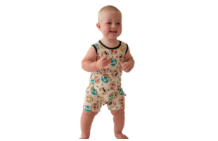 Smiley Check Shorty Tank Romper