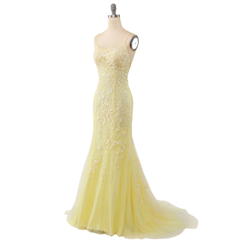 Spaghetti-Träger Mermaid Abschlussballkleid