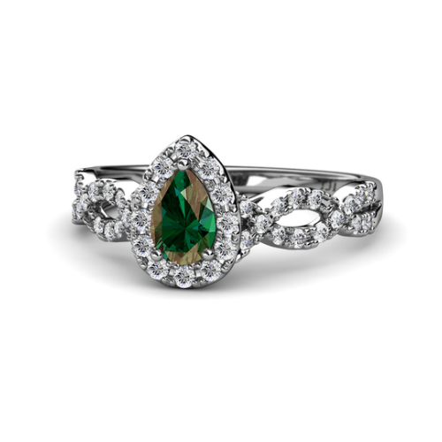 Susan Prima 0.99 ct Birnenförmiger Creierter Alexandrit & Rundes Naturdiamant Halo Verlobungsring